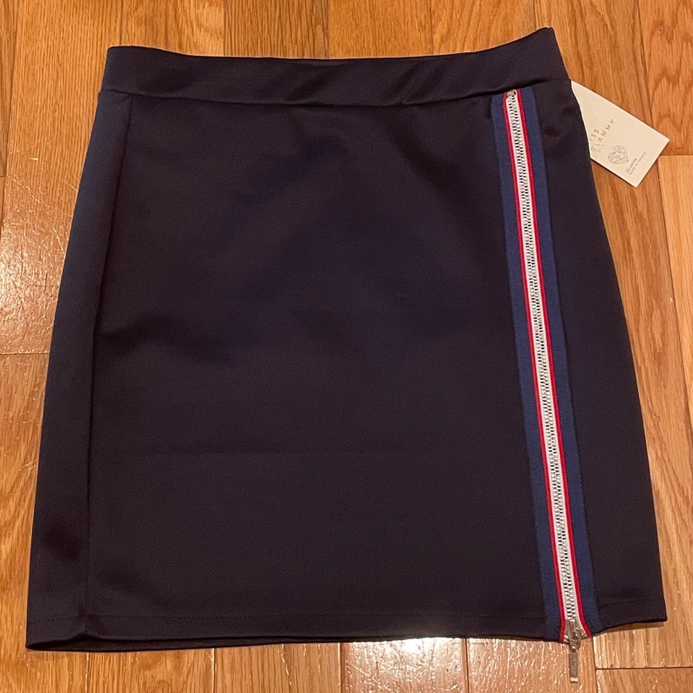 Navy Blue Skirt with Red and White Accents